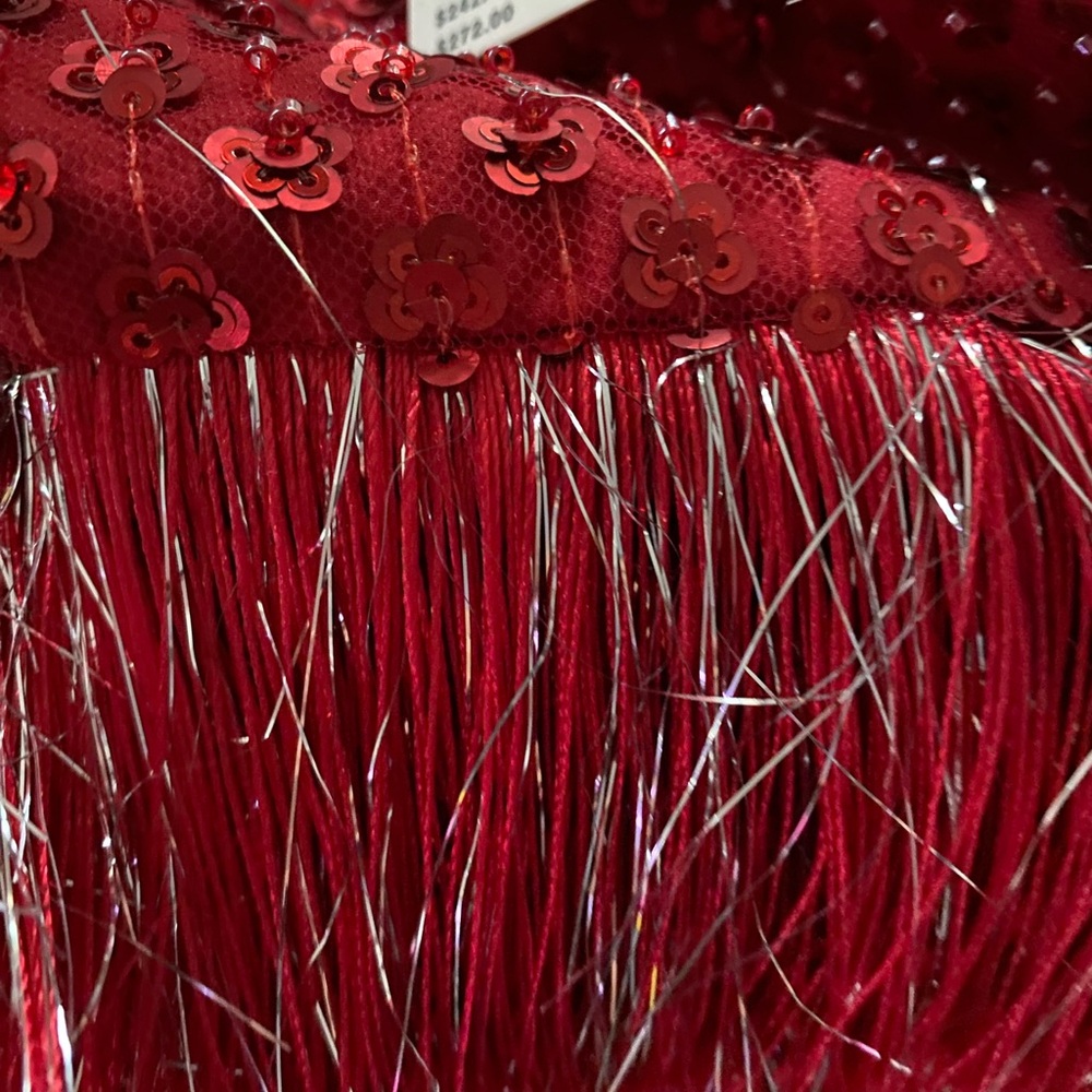 Anthropologie Saylor Caitriona Sequin Fringe Mini Dress XS new nwt red - Picture 6 of 7